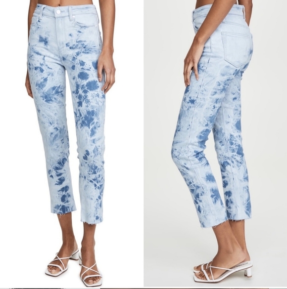 🫰🌊 $229 NWOT PAIGE Hoxton Indigo Tye Dye Denim Jeans - Picture 3 of 4